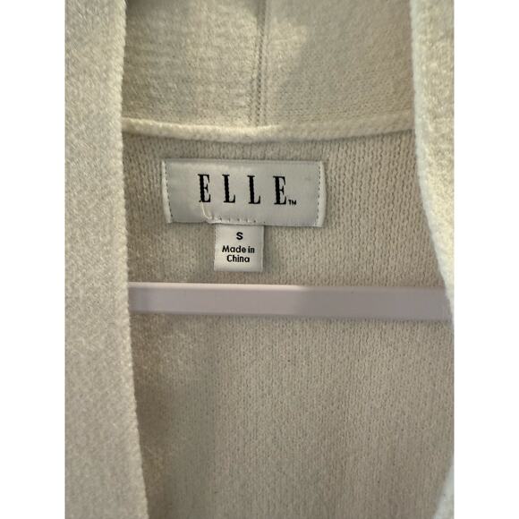 ELLE Womens Grey White Thick Striped Cardigan Sweater Size Small - Picture 2 of 5